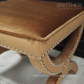 Modern design luxury x shape fabric tufted stool ottoman with nails